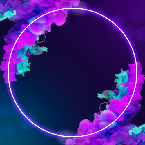 circulo neon con humo