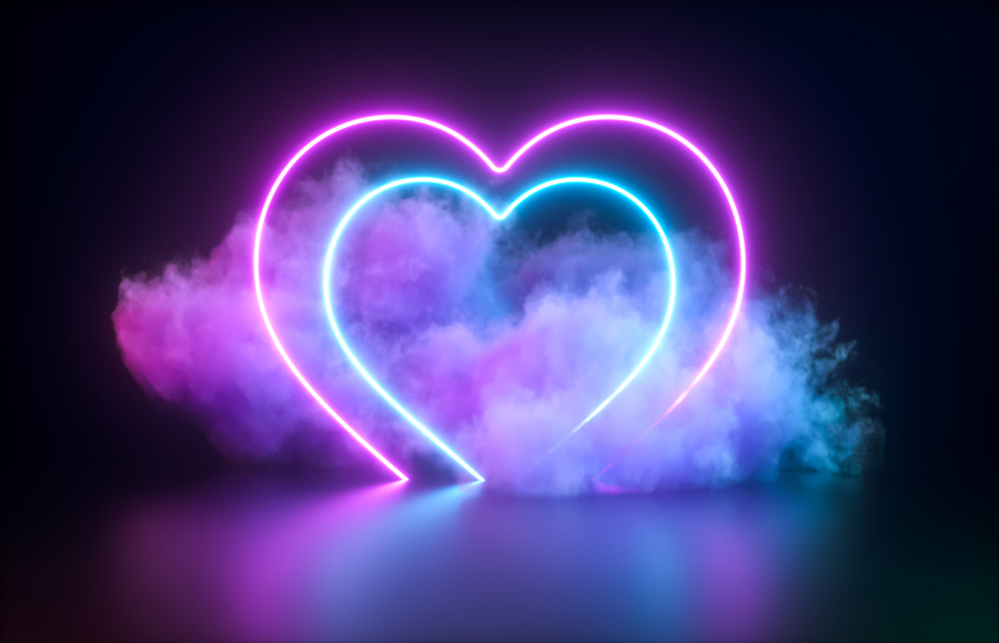 corazón neon representando a las emociones terapia emocional