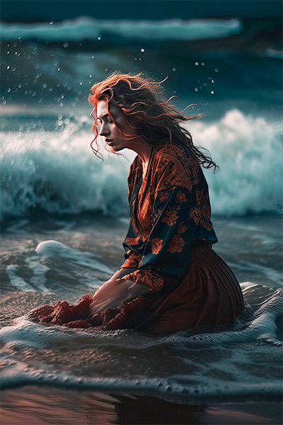 chica playa generada con ia descubriendo significado dolor garganta biodescodificacion
