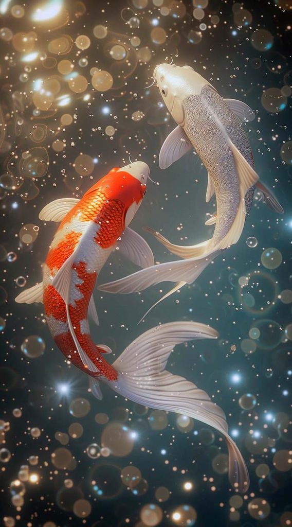 peces koi nadando juntos hacia el subconsciente que representa en biodescodificacion como es una sesion